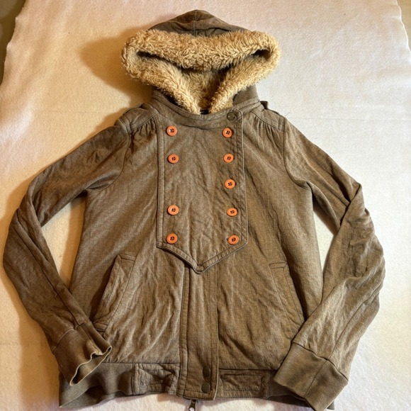 Marc by Marc Jacobs Womens Small Hooded Faux Fur Lined Military Jacket Y2K - Picture 1 of 9